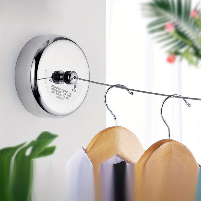 Stainless Steel Clothesline for Indoor Use - Adjustable Retractable Wall-mounted Laundry Line, Saves Space and Convenient Laundry Accessory