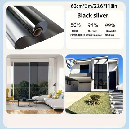 Install 23.6*118in Heat-insulating Film for Privacy and Comfort in Office, RV, Home Bathroom, and Bedroom.