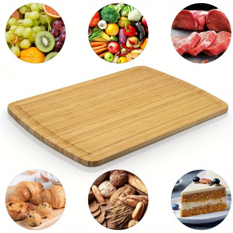 Large Bamboo Cutting Board - 63.5x40.64 cm, Thick Butcher Block with Juice Groove for Meat & Vegetables, Ideal for Charcuterie, Essential for Every Kitchen