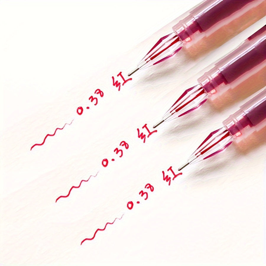 Three fast drying ink pens in Black, Blue, and Red with 0.38mm fine tip - ideal for exams and office use.