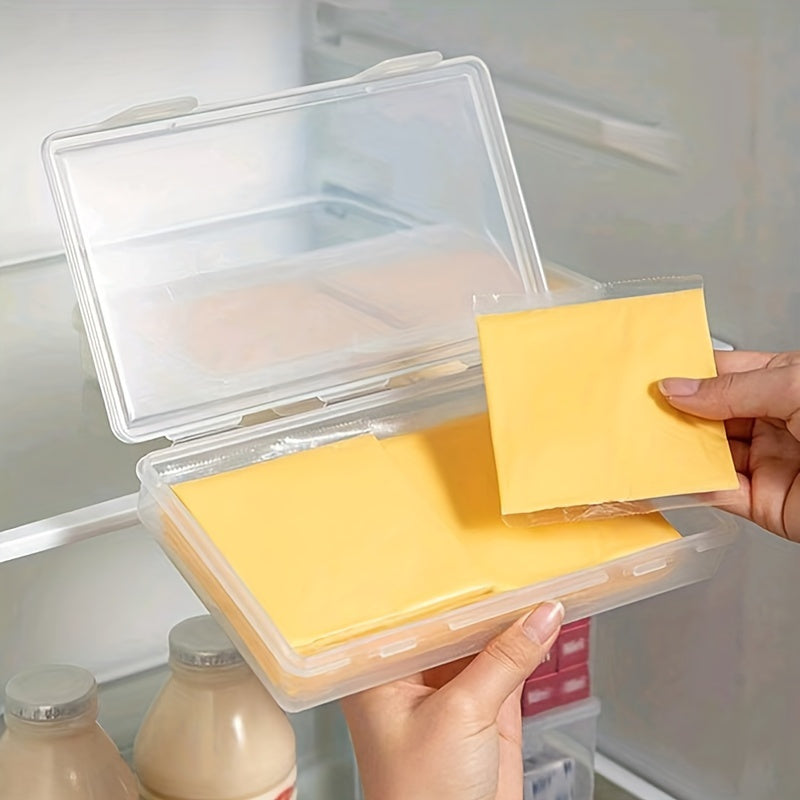 Essential Kitchen Organization: Transparent Rectangle Plastic Box with Flip-Top for Large Capacity Butter, Cheese, Fruits, and Vegetables Storage - Freezer Safe