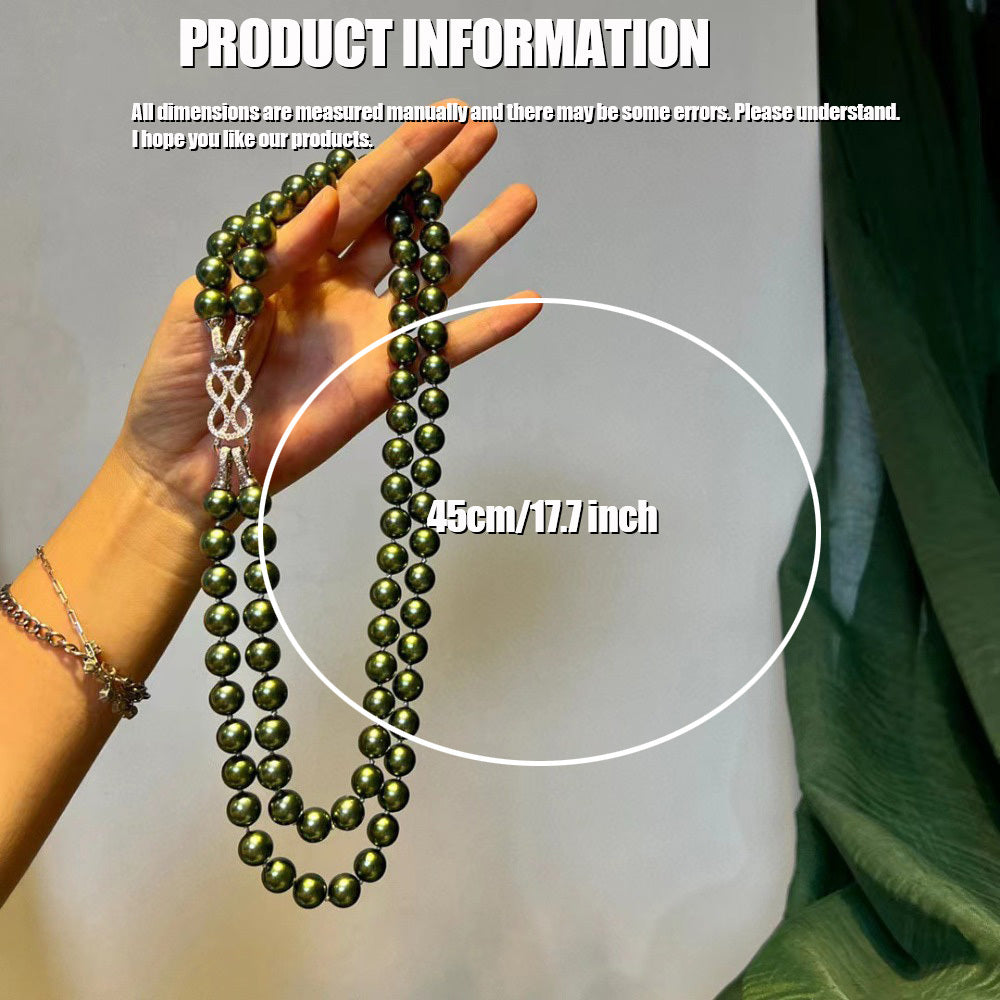 Luxurious Peacock Green Shell Pearl Necklace, featuring a Double-Strand design with Imitation Tahitian Pearls. This Elegant piece is perfect for both Daily wear and Special Party occasions. A versatile Christmas All-Season accessory, this necklace can