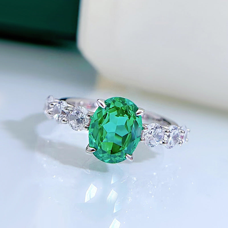 Elegant Japanese & Korean Style 2 Carat Synthetic Paraiba Tourmaline Gemstone Ring in 925 Sterling Silver, Perfect for Festive Parties and All Seasons, Great Mardi Gras Day Celebration Gift, No Plating