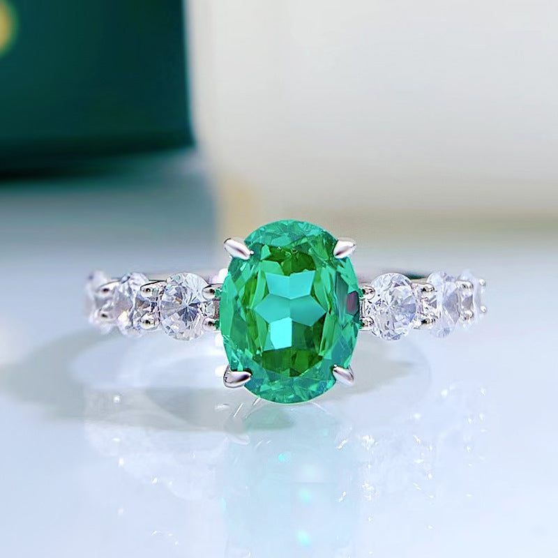 Elegant Japanese & Korean Style 2 Carat Synthetic Paraiba Tourmaline Gemstone Ring in 925 Sterling Silver, Perfect for Festive Parties and All Seasons, Great Mardi Gras Day Celebration Gift, No Plating