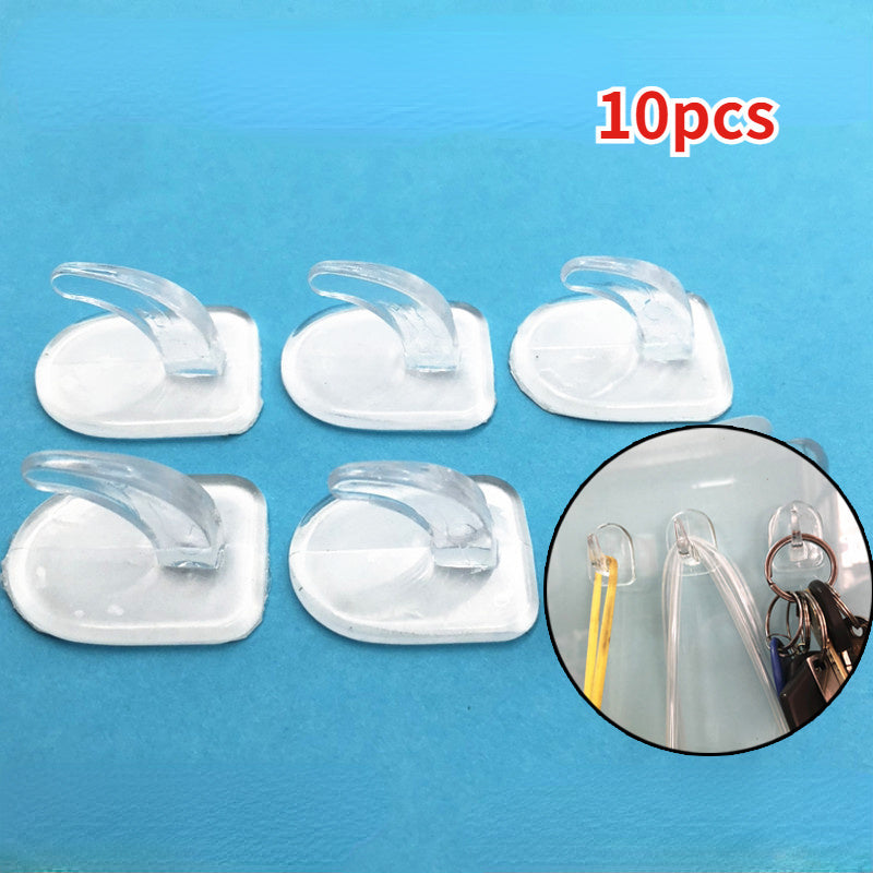 10 Traceless Acrylic Adhesive Hooks with Cow Horn Design, Polished Finish, Removable & Reusable. Easy Install, No-Drill Wall Hangers for Home Organization in Bathroom and Kitchen.