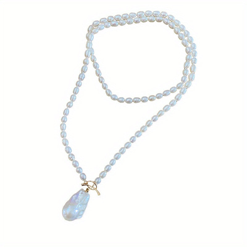 Vintage-inspired Freshwater Baroque Pearl Necklace with OT Clasp, exuding elegance and charm. This timeless piece is perfect for parties and makes a wonderful gift. Comes with a random gift box, ideal for autumn gifting.