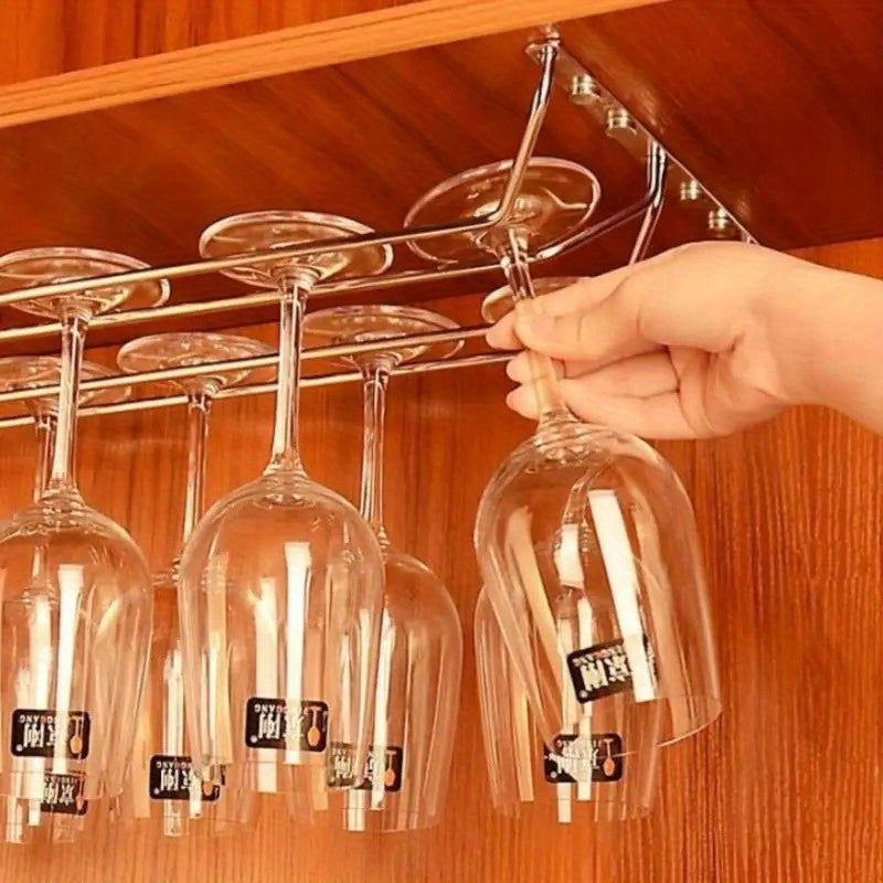 Elevated Wine Glass Rack made of Stainless Steel for Kitchen Cabinets