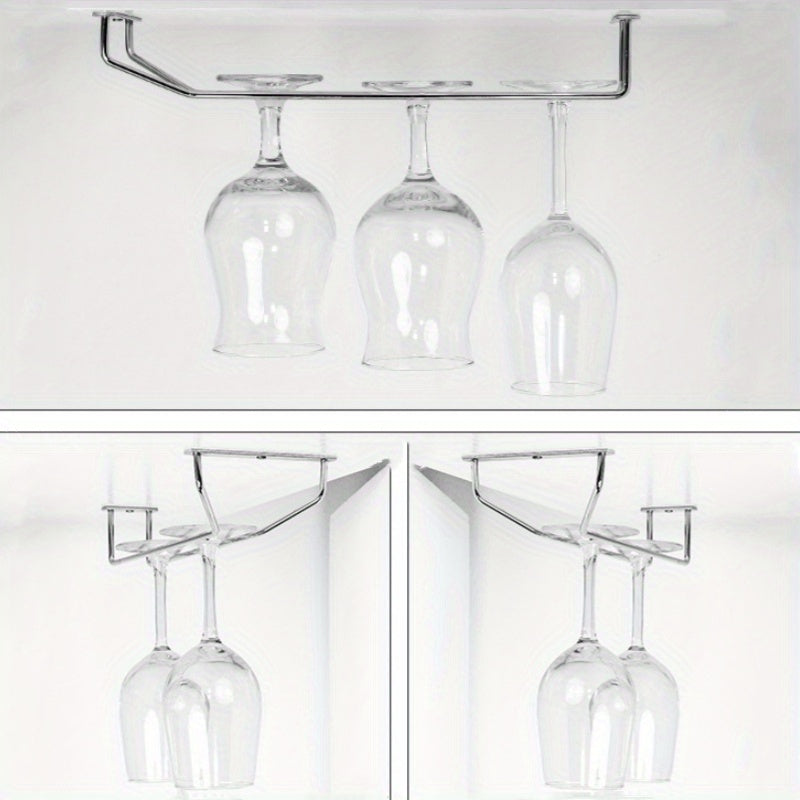 Elevated Wine Glass Rack made of Stainless Steel for Kitchen Cabinets