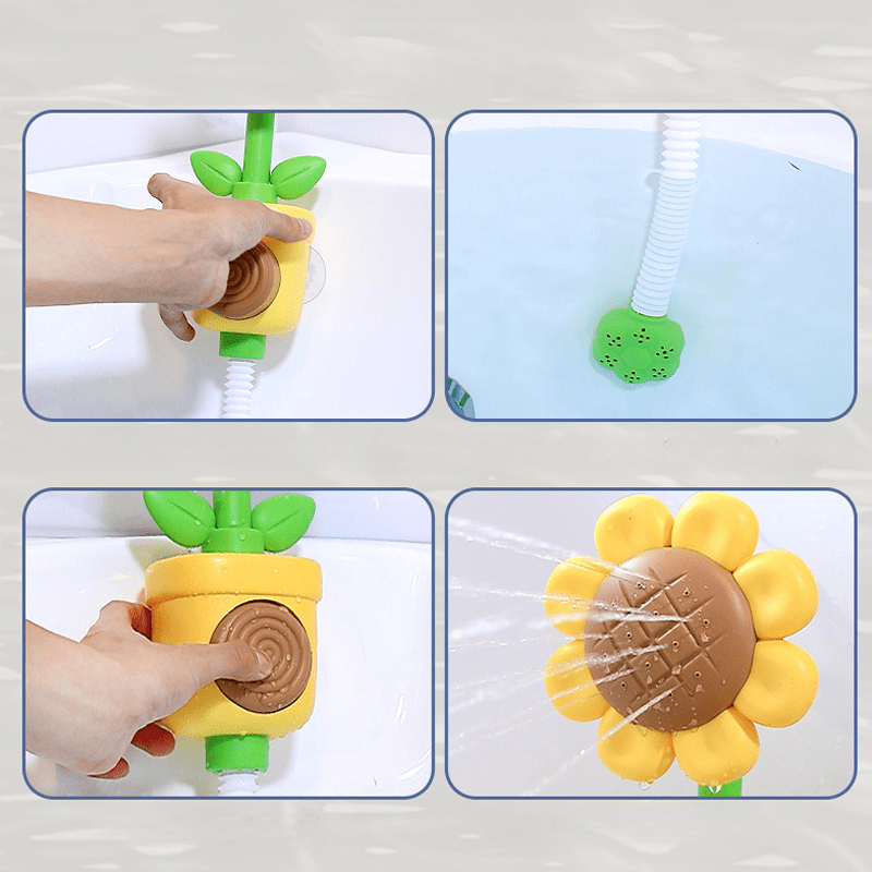 Fun Sunflower Spinning Spray Bath Toy for Kids and Babies, Water Play Toy for Baby Showers, Made from PVC Material, Suitable for Children Ages 0-3 - Enjoyable Toddler Bath Time Spout Toy