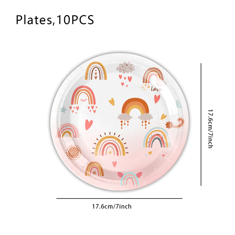 Лучший выбор для клиентов: новый набор для вечеринки по случаю дня рождения в стиле «Богемская радуга» — включает 1/10/20 бумажных тарелок, бумажные стаканчики, бумажные полотенца и украшения для места проведения мероприятия