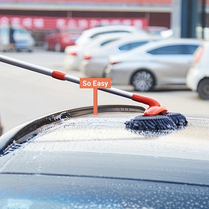 The Ultimate Car Wash Kit includes a 111.76cm Long Handle, Dual-Head Mop & Brush Set with Scratch-Free Replacement Heads - Ideal for Cars, RVs, Trucks