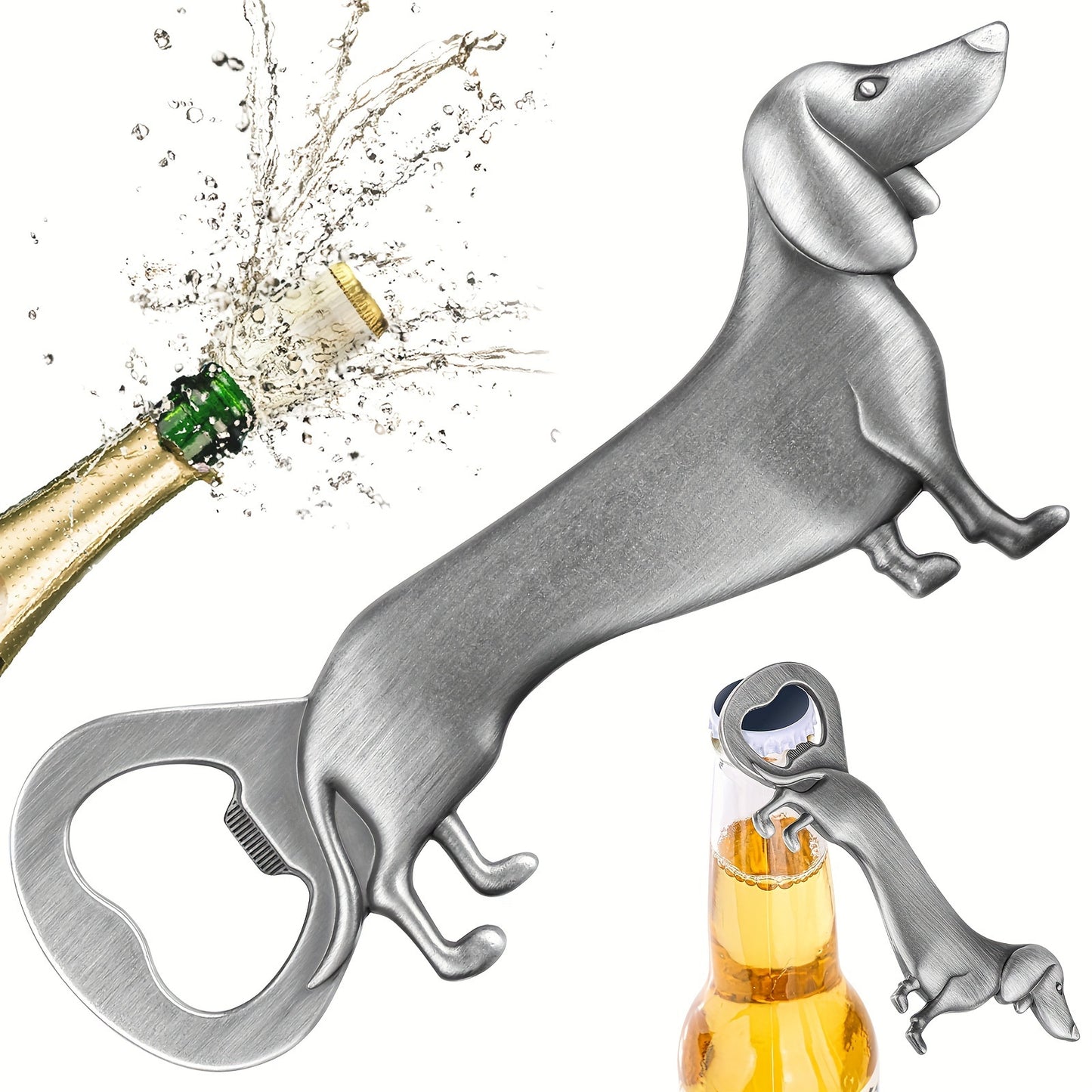 Sausage dog bottle opener suitable for bars, clubs, restaurants, home bars, and kitchen, great for dog lovers, birthdays, Christmas, Halloween, and bartender gifts.