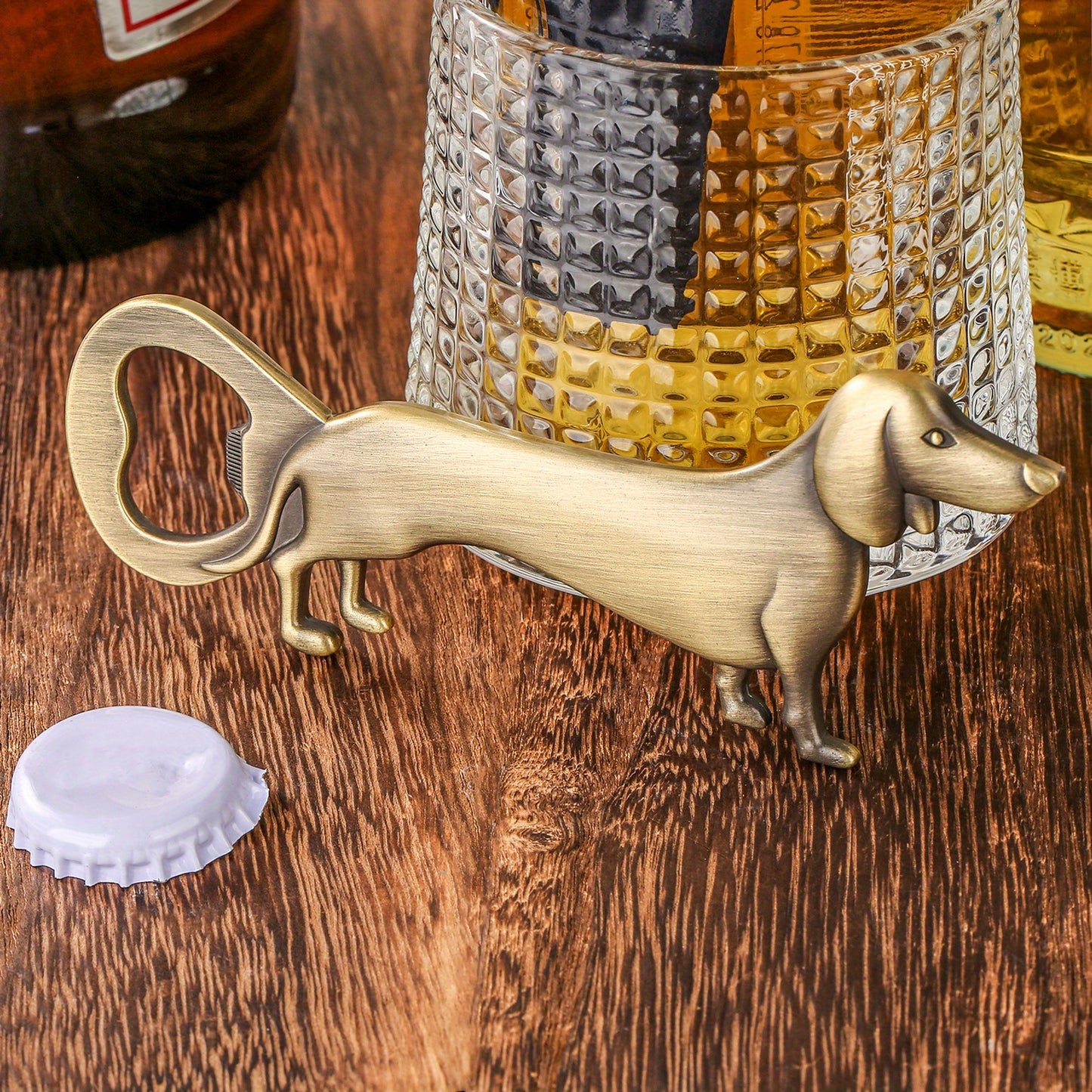 Sausage dog bottle opener suitable for bars, clubs, restaurants, home bars, and kitchen, great for dog lovers, birthdays, Christmas, Halloween, and bartender gifts.