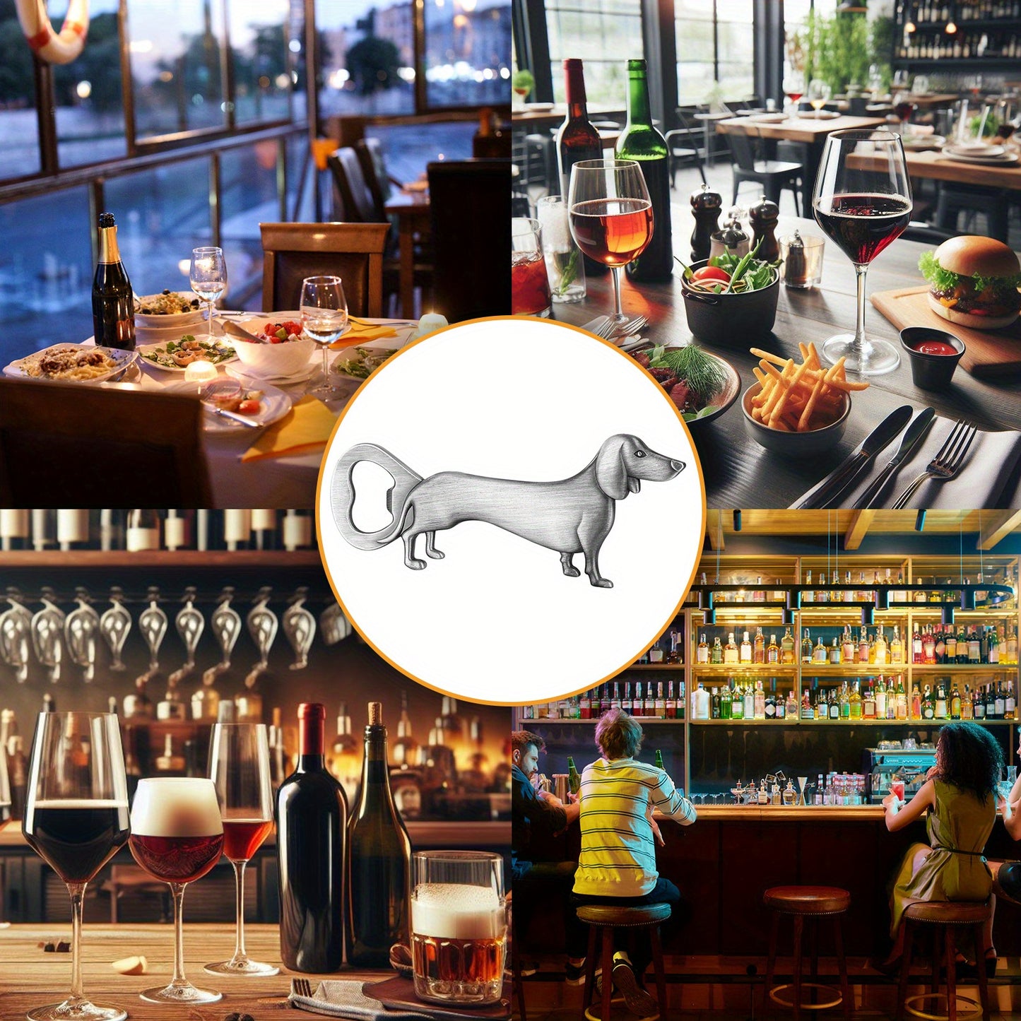 Sausage dog bottle opener suitable for bars, clubs, restaurants, home bars, and kitchen, great for dog lovers, birthdays, Christmas, Halloween, and bartender gifts.