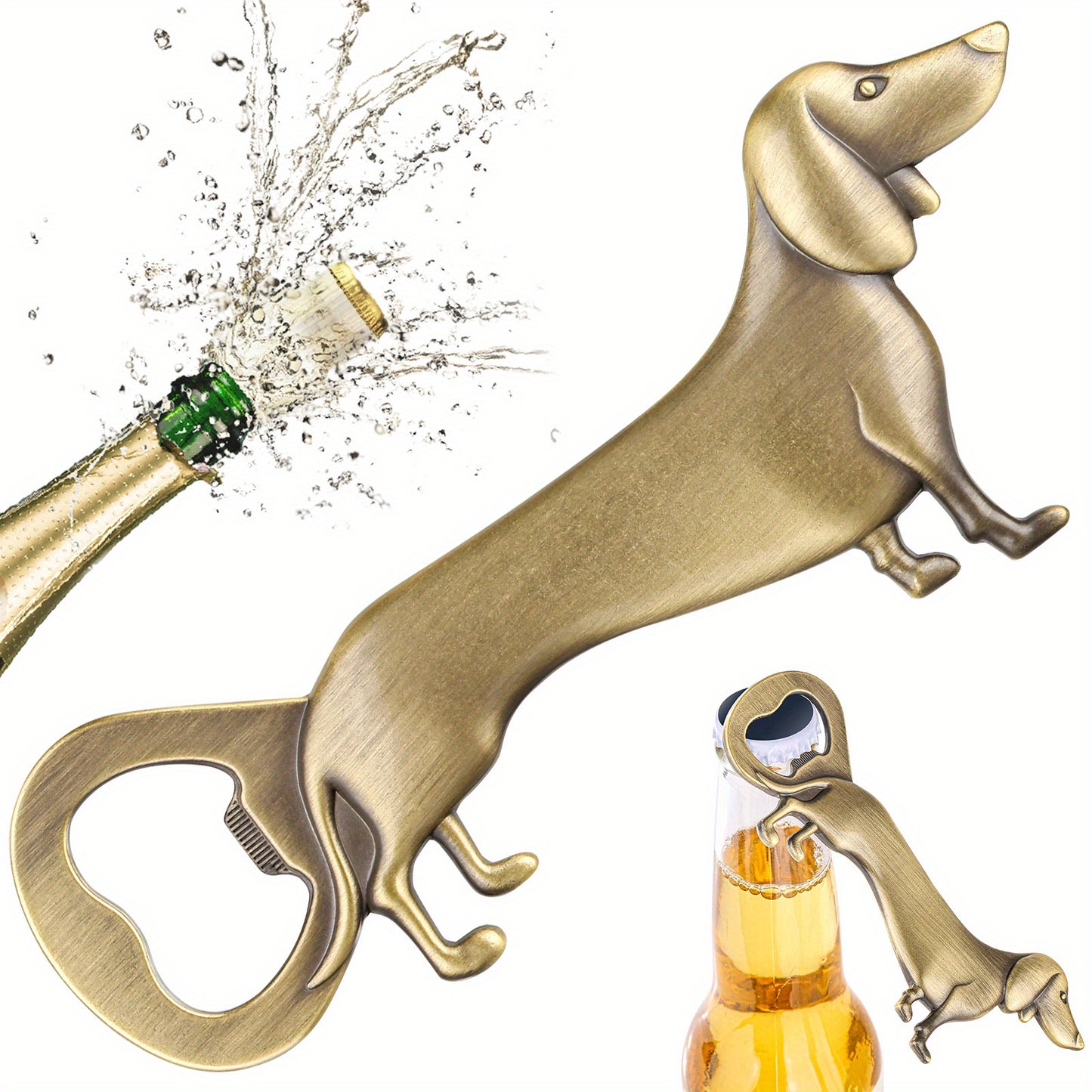 Sausage dog bottle opener suitable for bars, clubs, restaurants, home bars, and kitchen, great for dog lovers, birthdays, Christmas, Halloween, and bartender gifts.