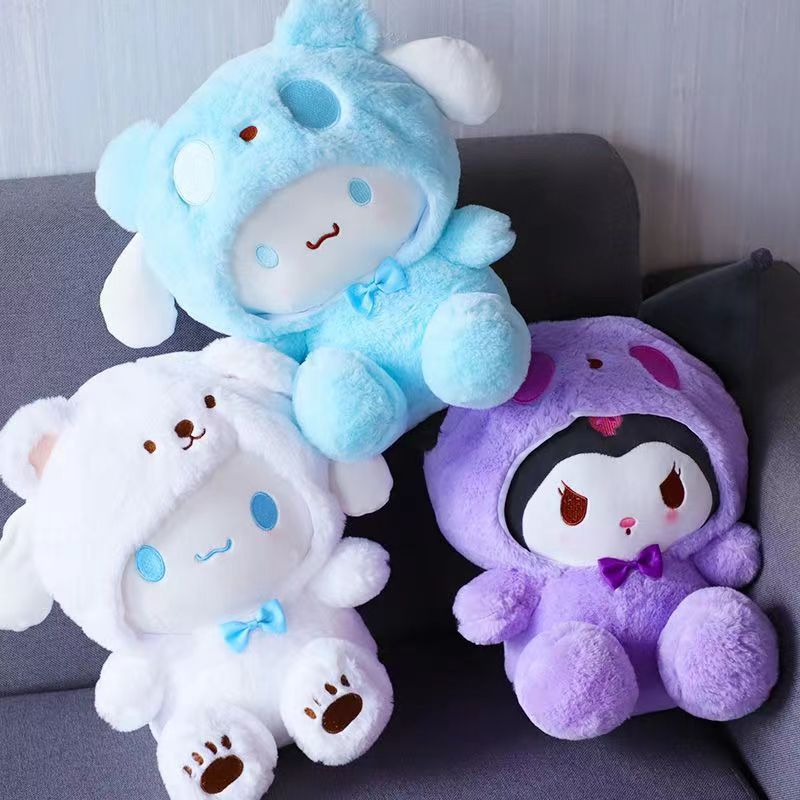 1pc Sanrio Collection featuring Hello Kitty, My Melody, Cinnamoroll, Pompompurin, Kuromi, and Pochacco. Includes soft materials, cushions, and a universal dog toy that does not require