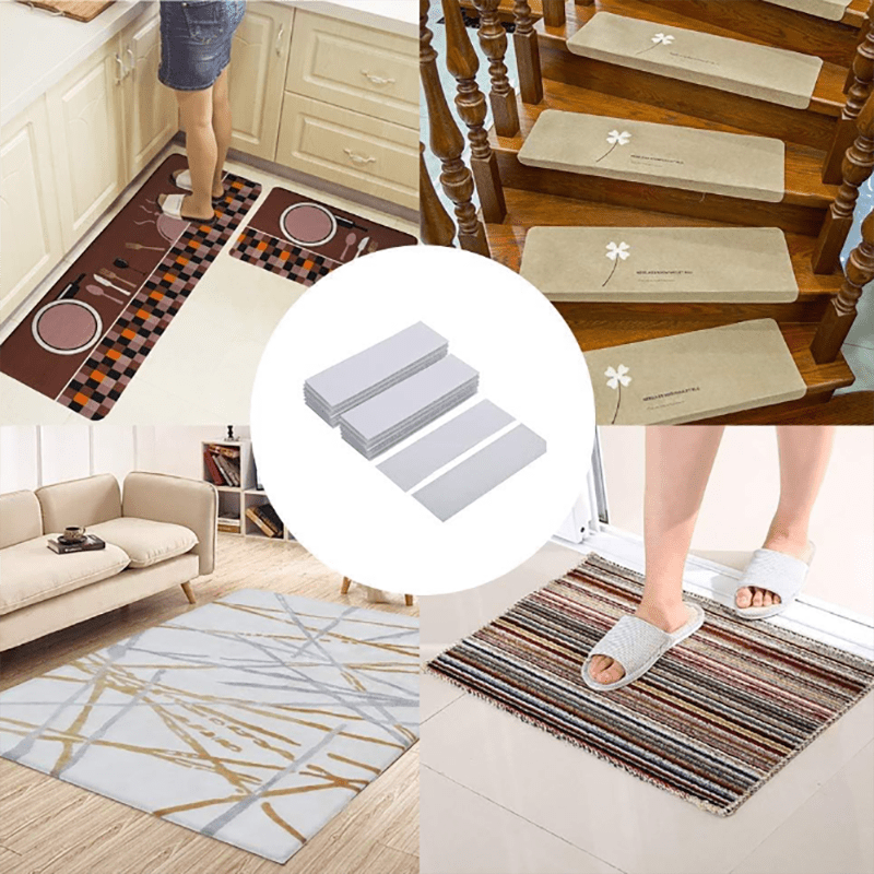 Durable Polypropylene Non-Slip Grip Tape and Pads - Strong Adhesive Hook and Loop Fasteners for Home and Office Use, Multipurpose Mat Grippers for Securely Anchoring Carpets, Furniture, and Rugs. Easy Installation for Maximum Support and Stability.