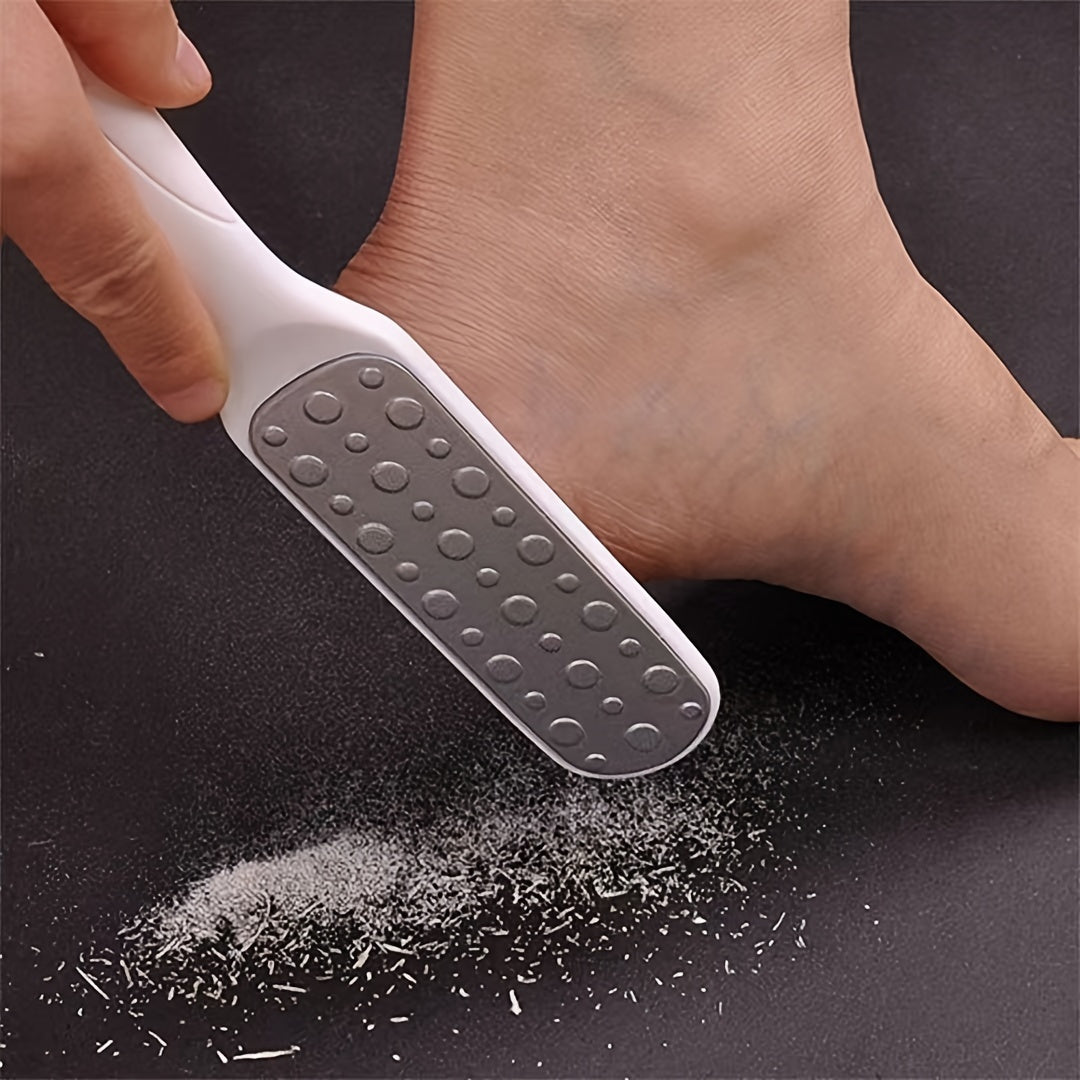 Smooth feet achieved with dual-sided stainless steel foot file.