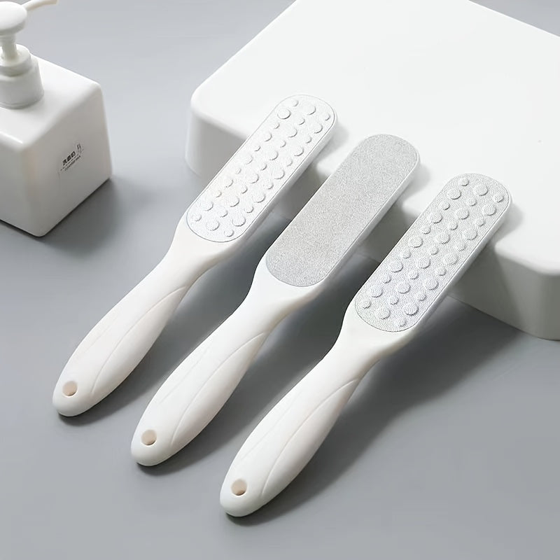 Smooth feet achieved with dual-sided stainless steel foot file.