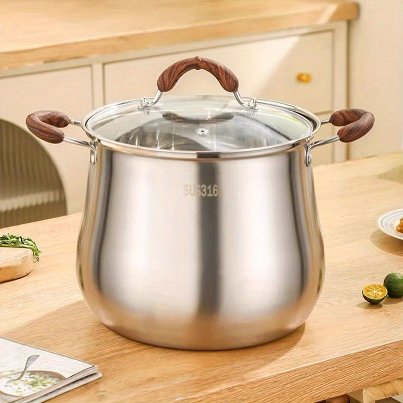 Sturdy Stainless Steel Stockpot - Generous Size, Long-Lasting & Simple to Maintain with Solid Base for Homemade Soups and Stews - Must-Have Addition to Your Kitchen Collection