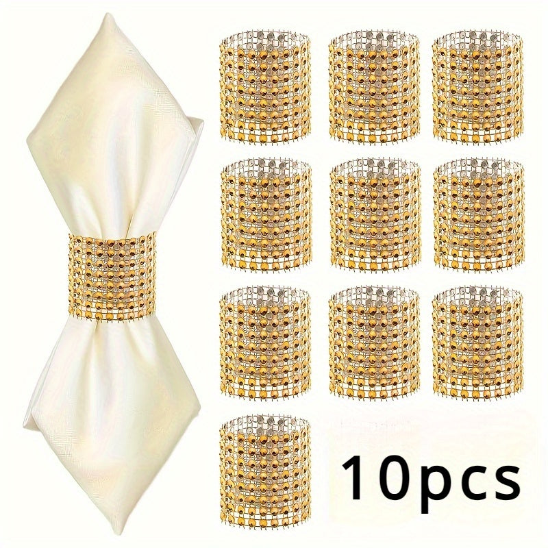 10pcs Golden Napkin Buckles for Table Decor, Weddings, Parties, and Christmas