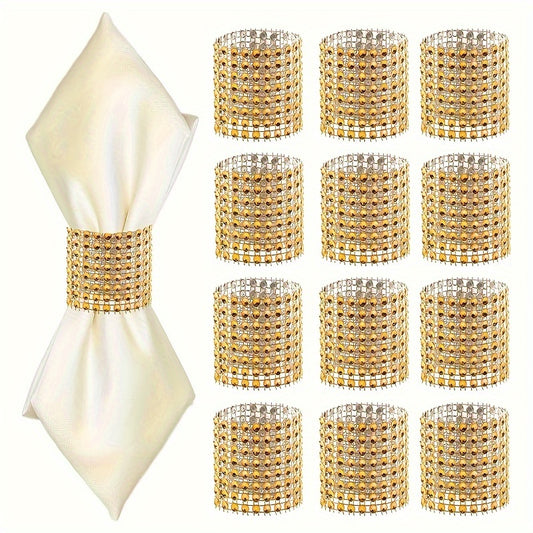 10pcs Golden Napkin Buckles for Table Decor, Weddings, Parties, and Christmas