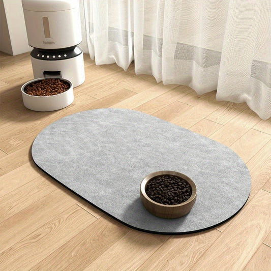 Diatomaceous pet feeding mat for dogs: quick dry, stain-free, easy to clean, non-slip for messy eaters and drinkers.