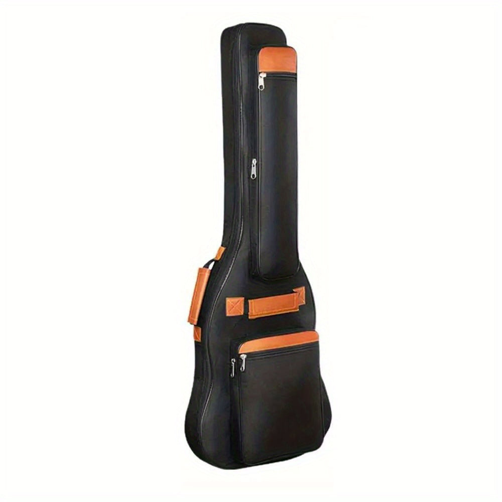 Guitar bag for acoustic classical guitar, 104.14 cm in length, made of 600D Oxford cloth with multiple pockets and thick sponge padding for accessories.