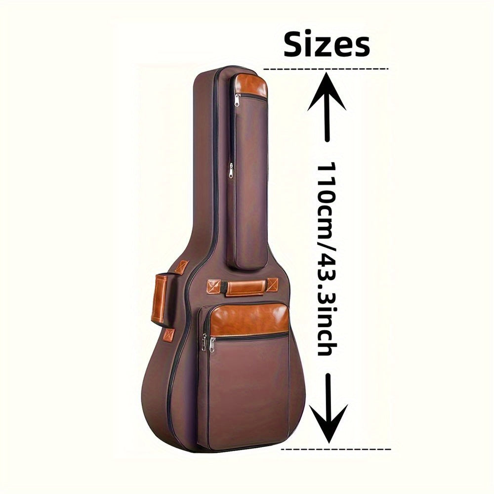 Guitar bag for acoustic classical guitar, 104.14 cm in length, made of 600D Oxford cloth with multiple pockets and thick sponge padding for accessories.