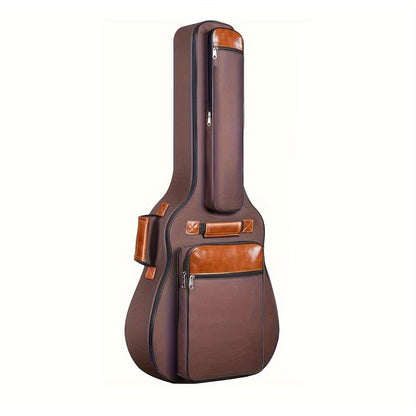 Guitar bag for acoustic classical guitar, 104.14 cm in length, made of 600D Oxford cloth with multiple pockets and thick sponge padding for accessories.