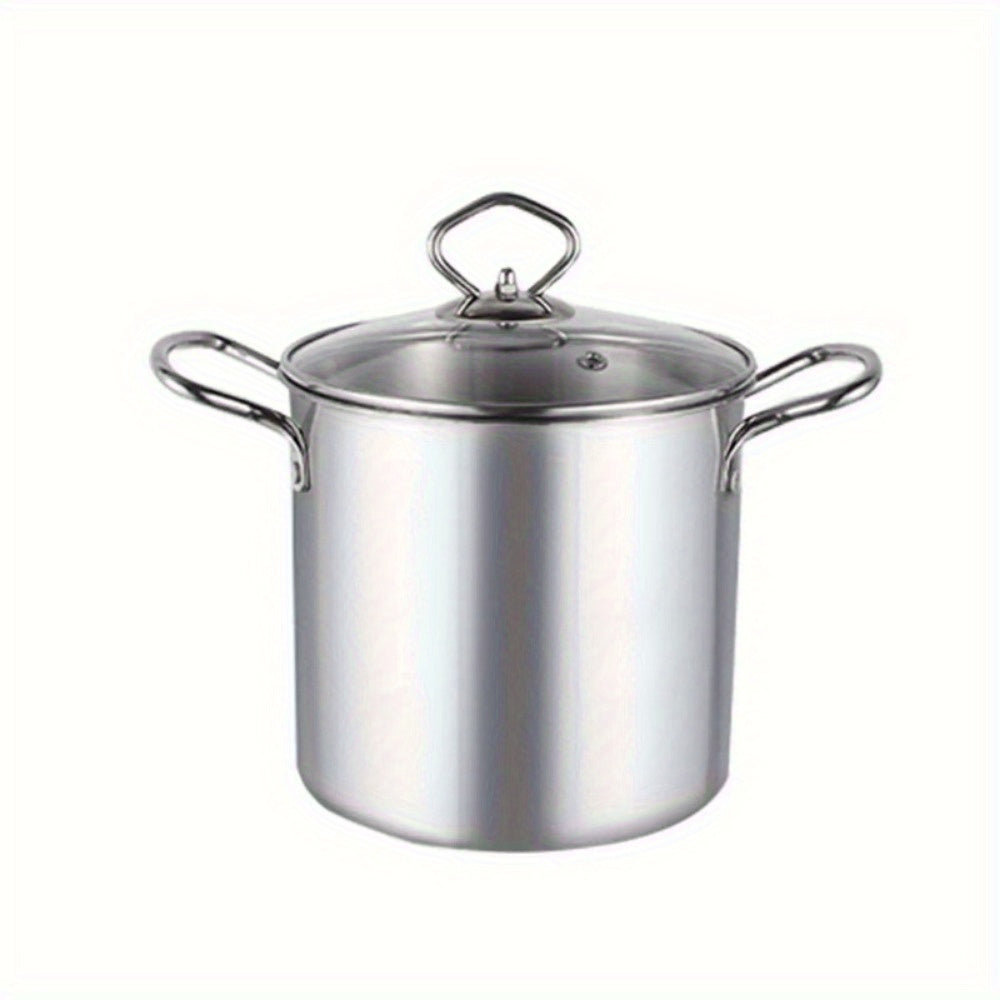 One pack of a 3.5L capacity stainless steel deep fryer pot with basket, perfect for frying and boiling. Includes clear lid and requires no power supply. A versatile cookware option.