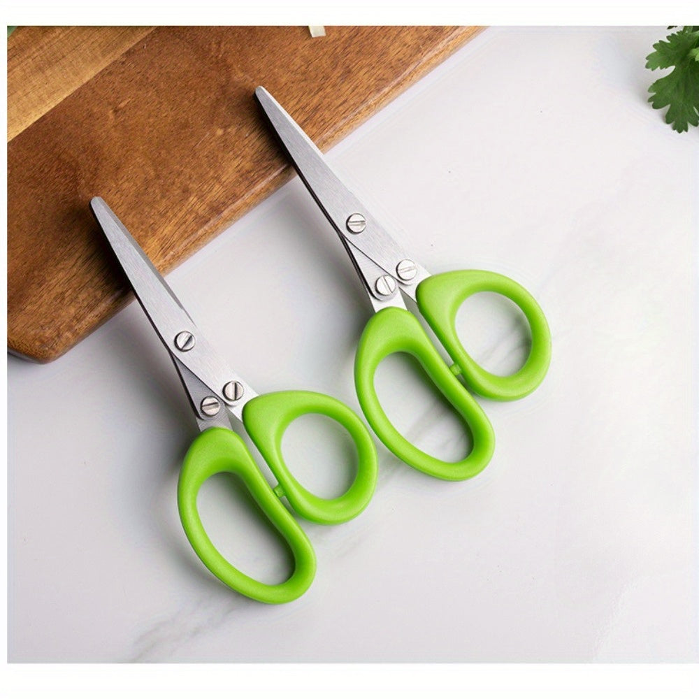 1 piece of Stainless Steel Kitchen Scissors with Multi-Layer Vegetable Scissors, Green Onion Cutter with 5 Blades. This versatile kitchen tool serves as a vegetable shears, kitchen gadget, and essential kitchen supply.