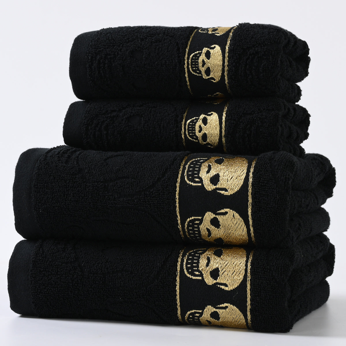 4 pieces of Halloween Day of the Dead cotton skull jacquard velvet towels, consisting of 2 pieces measuring 40*75cm and 2 pieces measuring 70*140cm. Suitable for adult couples, these towels make great Valentine's Day gifts and are perfect for general