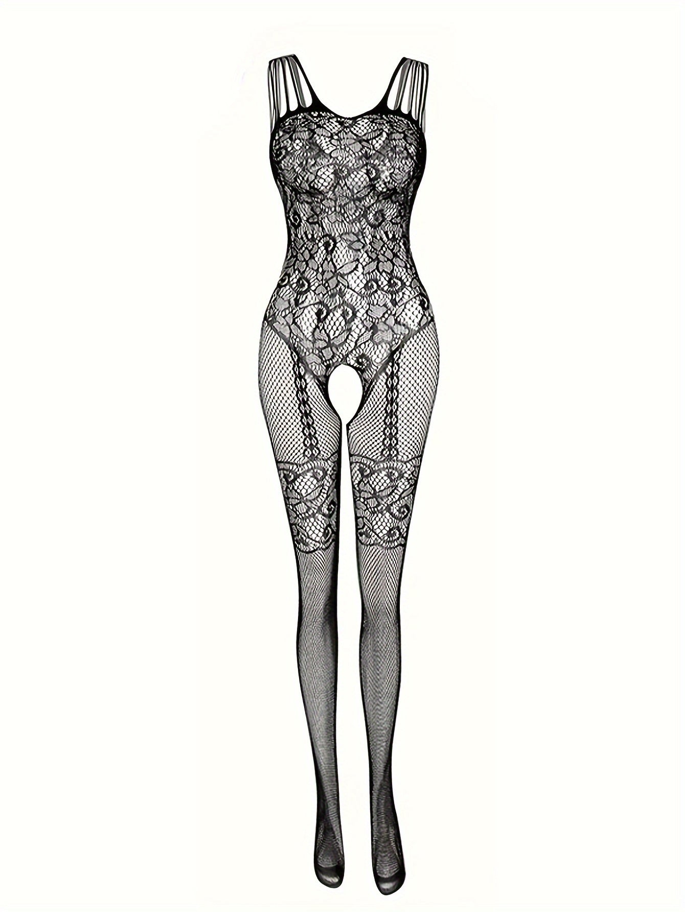 Sexy bodystocking with open crotch design - adult novelty wear