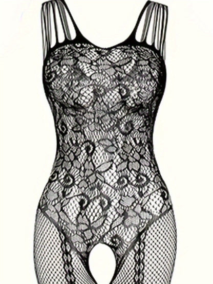 Sexy bodystocking with open crotch design - adult novelty wear