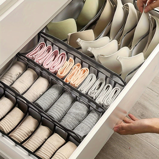 3-piece organizer set for underwear and socks - 7-compartment drawer divider for home closet organization.