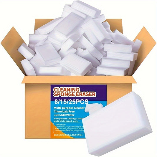 25 Magic Sponge Erasers for Easy Household Cleaning - Perfect for Kitchen, Bathroom, and Furniture, Great for School or Home Use.