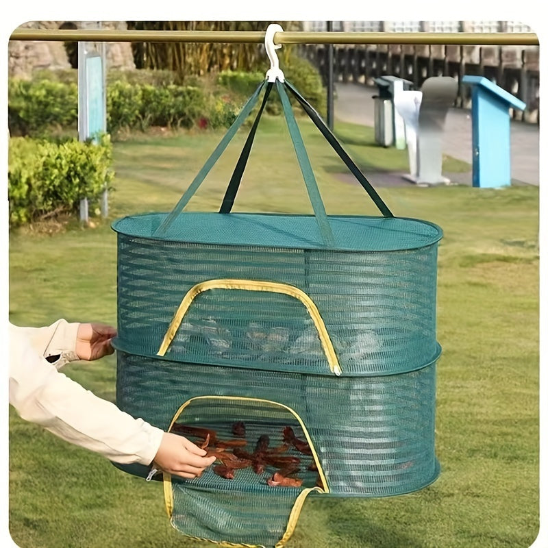 [Customer Favorite] Collapsible Drying Rack with Multiple Compartments, Convenient Mesh Net with Zipper, Ideal for Air-Drying Shrimp, Fish, Produce, and More - Perfect for Outdoor Activities