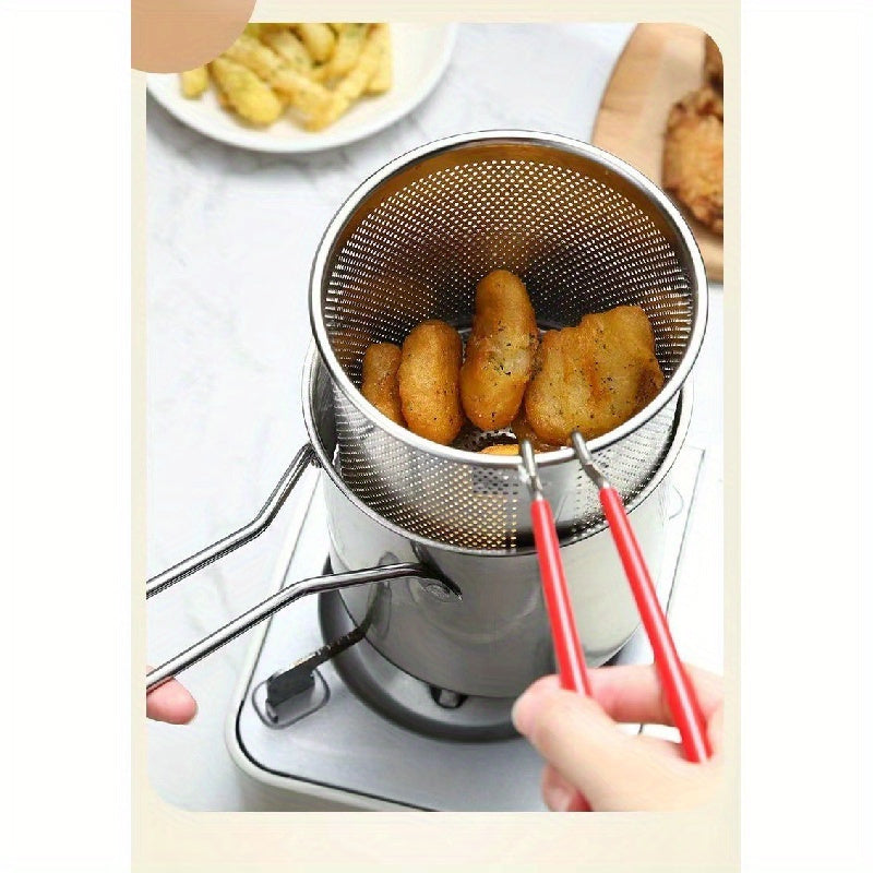 Japanese Tempura Fryer Made of Stainless Steel - Great for Crispy French Fries & Chicken, Ideal for Use at Home or in Restaurants