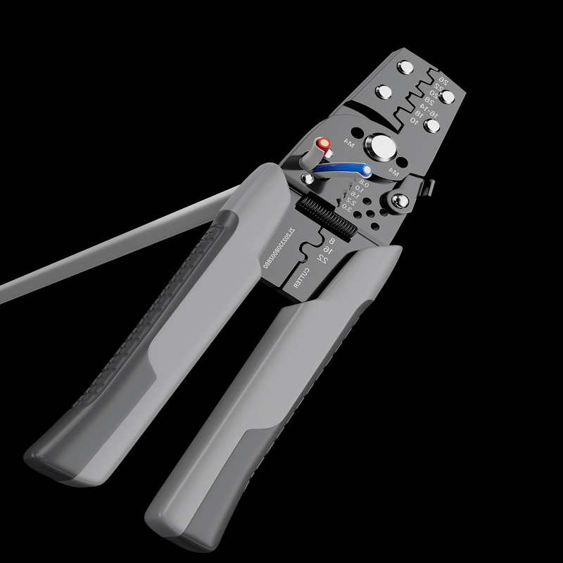 Professional stainless steel wire stripper cutter crimper for electrical cables, self-adjusting crimping pliers for home improvement.