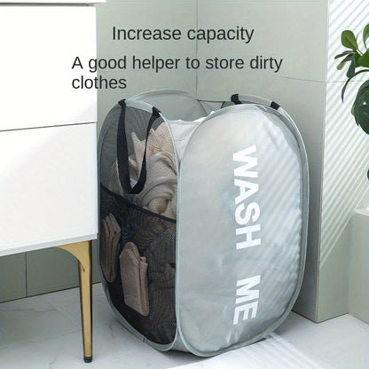 The Foldable Laundry Hamper features a spacious capacity, double-sided design, easy portability, lightweight construction, and durable fabric. Its modern rectangular shape makes it perfect for bedrooms, homes, and toy storage. No electricity needed