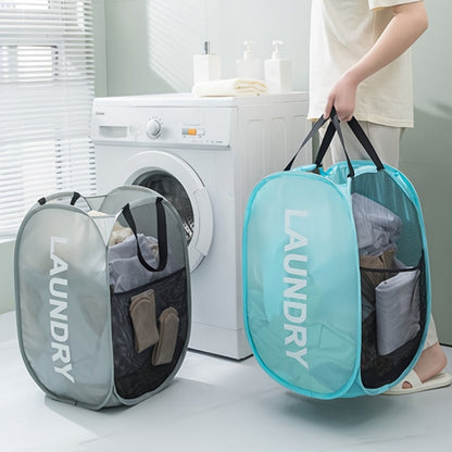 The Foldable Laundry Hamper features a spacious capacity, double-sided design, easy portability, lightweight construction, and durable fabric. Its modern rectangular shape makes it perfect for bedrooms, homes, and toy storage. No electricity needed