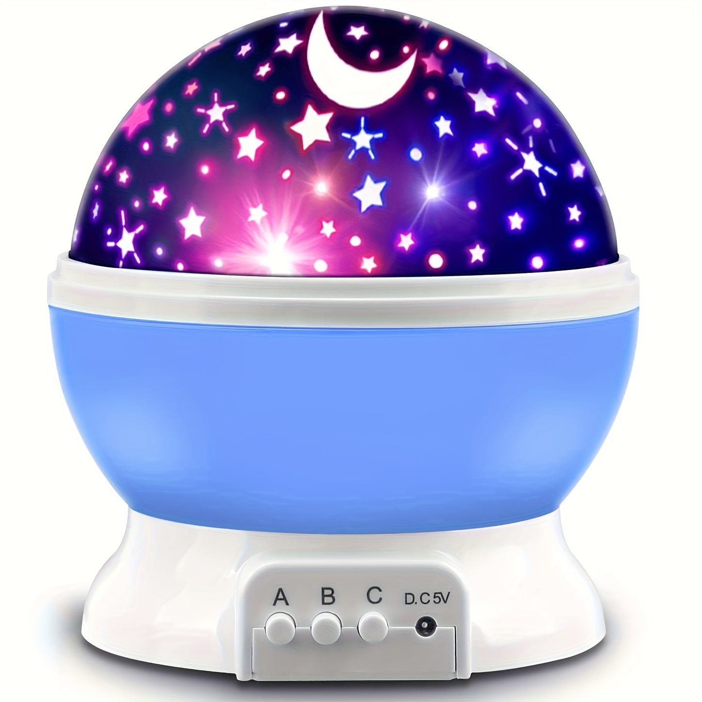 11.94cm USB-Powered Starry Night Sky Projector Lamp with Moon and Stars, 360° Rotating, 9 Color Options, Ideal Gift for All Ages