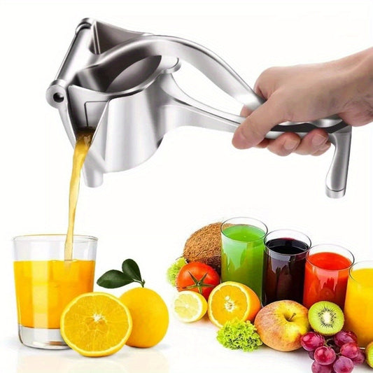 An aluminum alloy kitchen tool designed for manually extracting juice, ideal for squeezing pomegranates, oranges, lemons, and sugar cane in a bar environment.