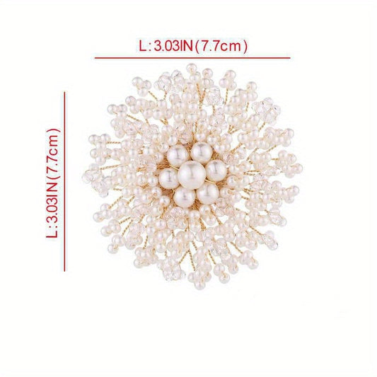 Ayollar va erkaklar uchun vintage uslubidagi moda aksessuari, Elegant Pearl Flower Brooch Pin to'ylar va partiyalar uchun mukammaldir.