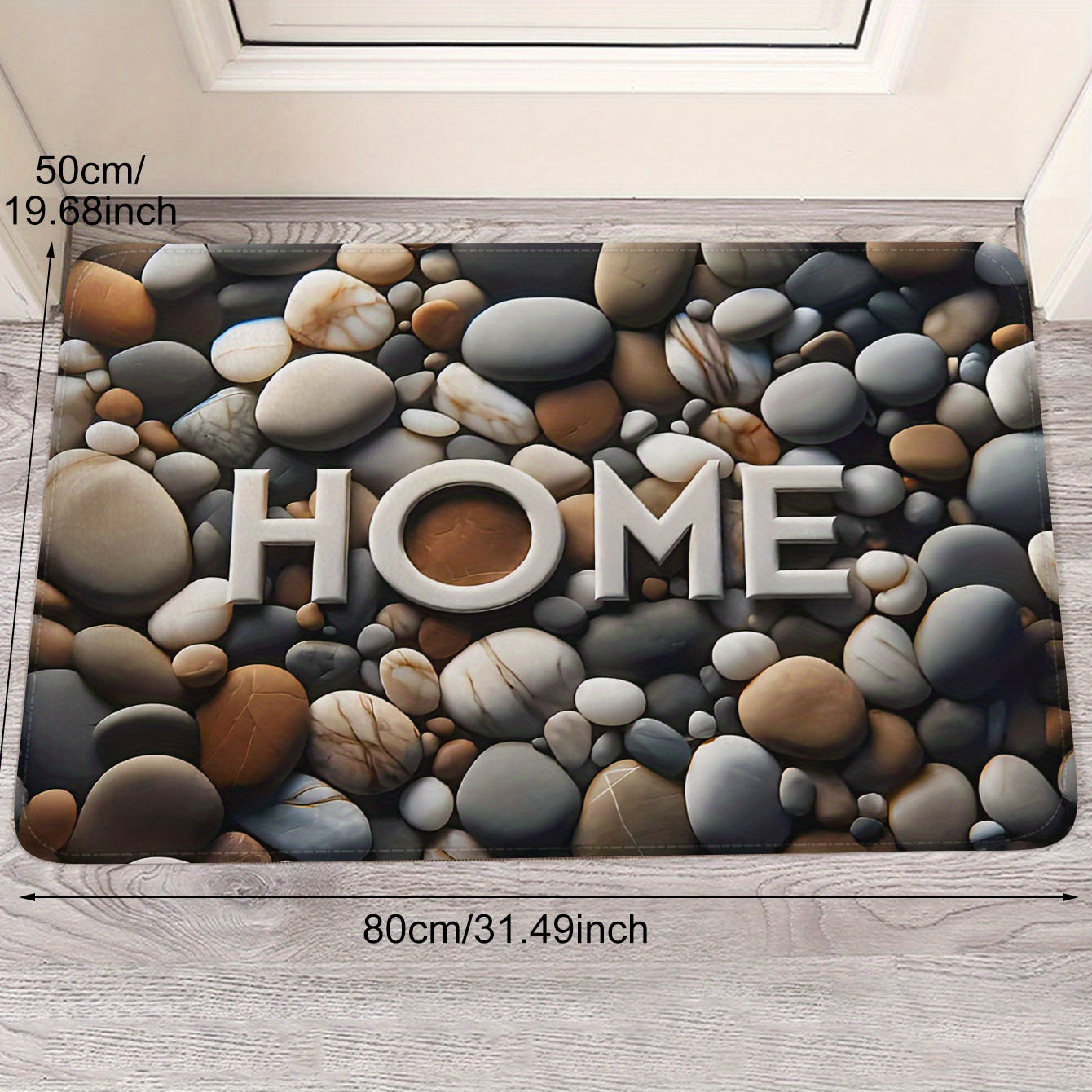 Welcome home with this 1PC polyester doormat featuring a stylish pebble print. This stain-resistant, lightweight, non-slip rectangle entrance mat is perfect for indoor use. It's easy to dry-clean and ideal for holidays such as Christmas, Halloween