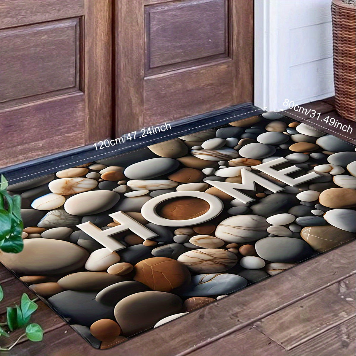 Welcome home with this 1PC polyester doormat featuring a stylish pebble print. This stain-resistant, lightweight, non-slip rectangle entrance mat is perfect for indoor use. It's easy to dry-clean and ideal for holidays such as Christmas, Halloween