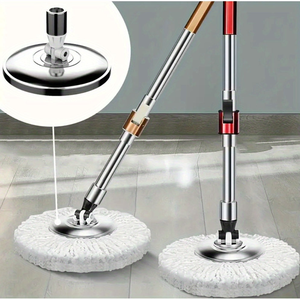 Metal mop handle attachment with a thickened plate, perfect for household kitchen and bathroom floor cleaning. Durable cleaning tool made from stainless steel, featuring a rotating mop head for maximum efficiency. Complete your cleaning supplies with