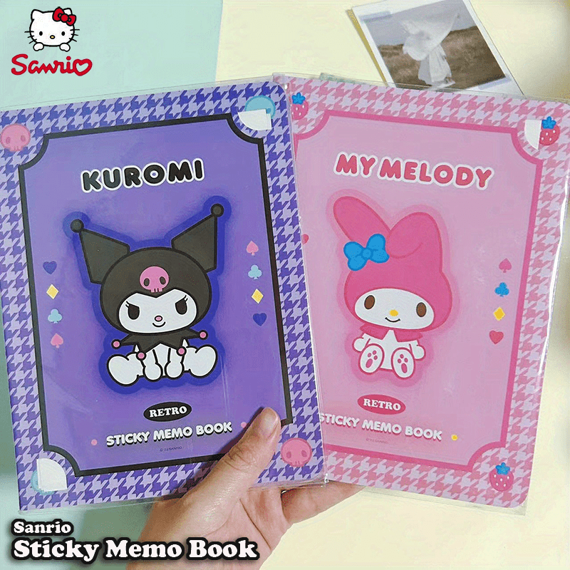 Sanrio Sticky Memo Book includes 2 letter paper & 11 sticky note designs, 330 sheets in total. A5 size with 6 character covers. Ideal for notes, memos, and letters. Suitable for students