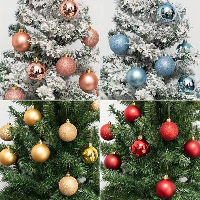 24 plastic Christmas ball ornaments for decorating trees, parties, and New Year's celebrations without feathers.